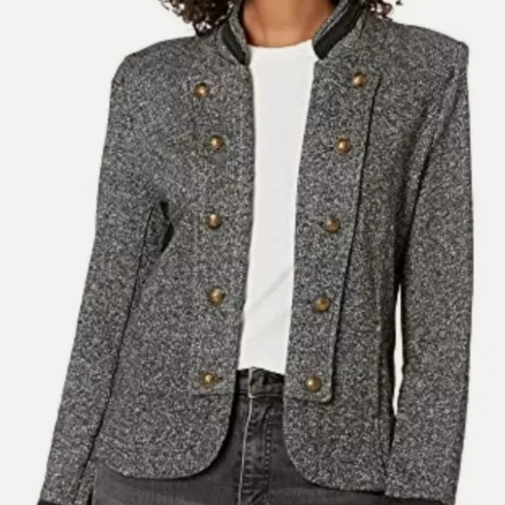 NWT Tommy Hilfiger Classic Open-Front Military Band Jacket Women’s Medium Grey - Picture 1 of 12